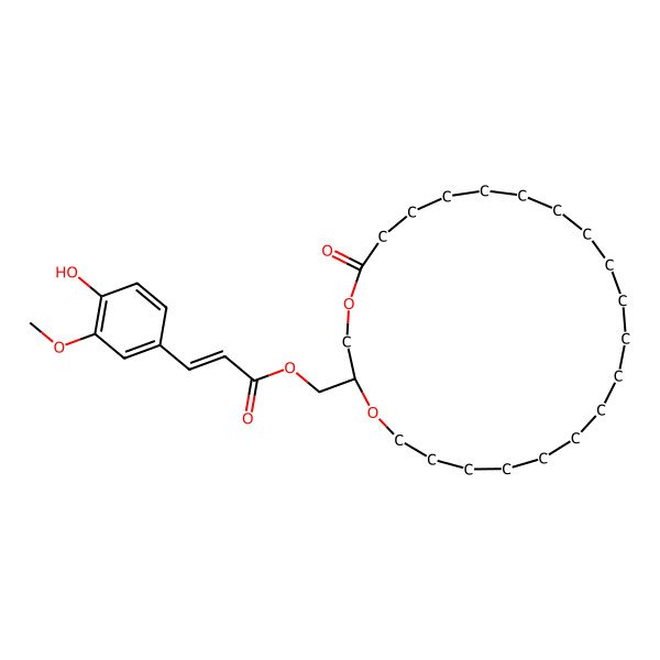 2D Structure of [(2S)-5-oxo-1,4-dioxacyclotricos-2-yl]methyl (E)-3-(4-hydroxy-3-methoxyphenyl)prop-2-enoate