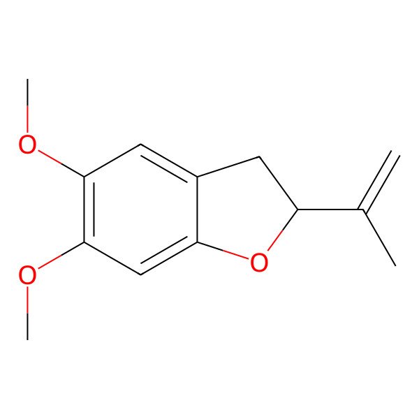 2D Structure of (2S)-5,6-dimethoxy-2-prop-1-en-2-yl-2,3-dihydro-1-benzofuran 2D Structure of (2S)-5,6-dimethoxy-2-prop-1-en-2-yl-2,3-dihydro-1-benzofuran