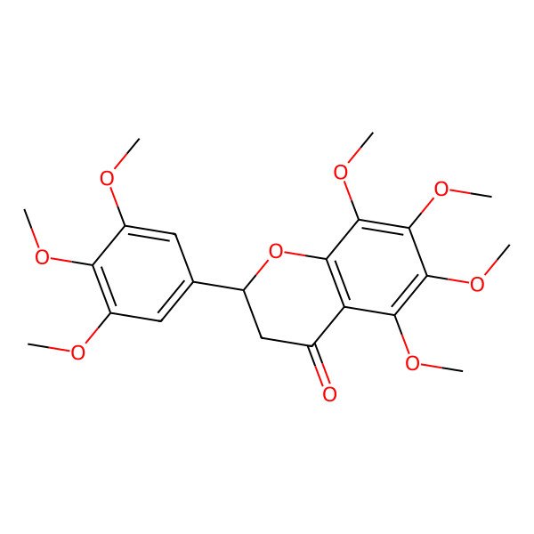 2D Structure of (2S)-5,6,7,8-tetramethoxy-2-(3,4,5-trimethoxyphenyl)-2,3-dihydrochromen-4-one