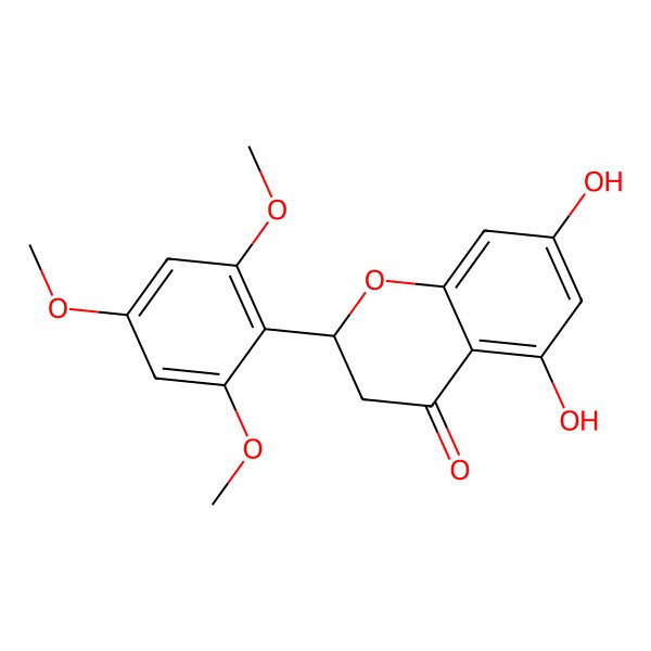 2D Structure of (2S)-5,7-dihydroxy-2-(2,4,6-trimethoxyphenyl)-2,3-dihydrochromen-4-one