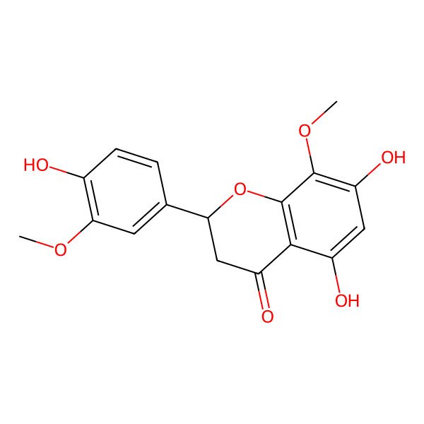 2D Structure of (2S)-5,7-dihydroxy-2-(4-hydroxy-3-methoxyphenyl)-8-methoxy-2,3-dihydrochromen-4-one
