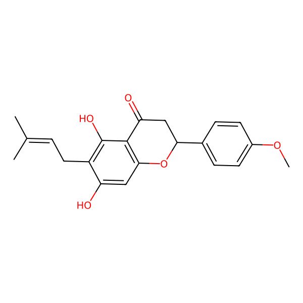 2D Structure of (2S)-5,7-dihydroxy-2-(4-methoxyphenyl)-6-(3-methylbut-2-enyl)-2,3-dihydrochromen-4-one