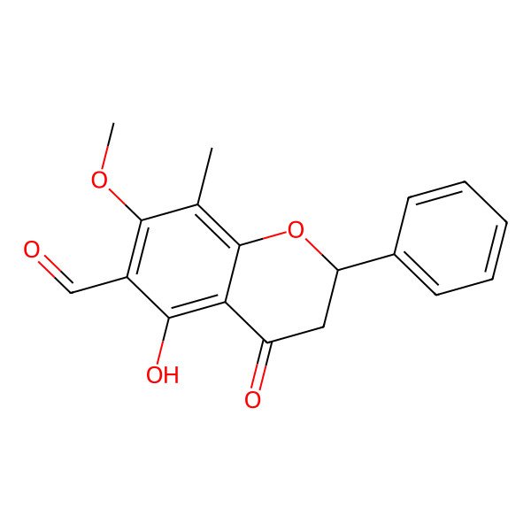 2D Structure of (2S)-6-formyl-8-methyl-7-O-methylpinocembrin