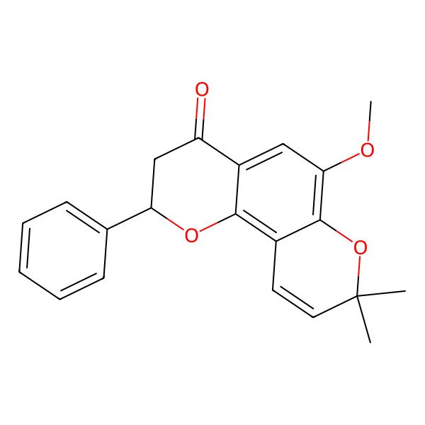 2D Structure of (2S)-6-methoxy-8,8-dimethyl-2-phenyl-2,3-dihydropyrano[2,3-h]chromen-4-one