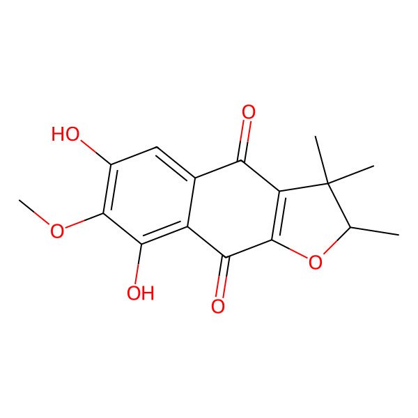 2D Structure of (2S)-6,8-dihydroxy-7-methoxy-2,3,3-trimethyl-2H-benzo[f][1]benzofuran-4,9-dione