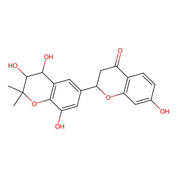 2D Structure of (2S)-7-hydroxy-2-(3,4,8-trihydroxy-2,2-dimethyl-3,4-dihydrochromen-6-yl)-2,3-dihydrochromen-4-one