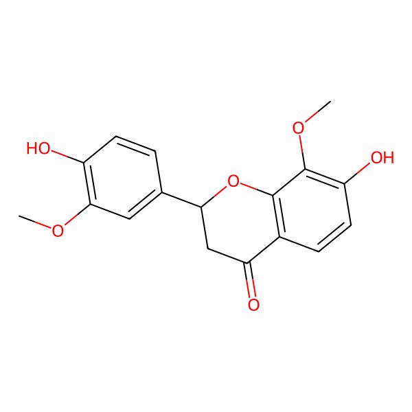 2D Structure of (2S)-7-hydroxy-2-(4-hydroxy-3-methoxyphenyl)-8-methoxy-2,3-dihydrochromen-4-one