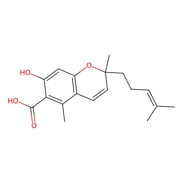 2D Structure of (2S)-7-hydroxy-2,5-dimethyl-2-(4-methylpent-3-enyl)chromene-6-carboxylic acid