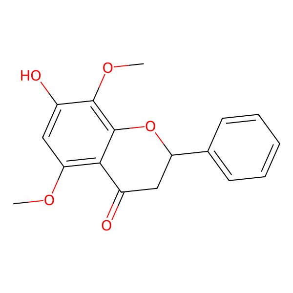2D Structure of (2S)-7-hydroxy-5,8-dimethoxy-2-phenyl-2,3-dihydrochromen-4-one 2D Structure of (2S)-7-hydroxy-5,8-dimethoxy-2-phenyl-2,3-dihydrochromen-4-one