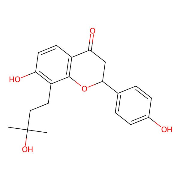 2D Structure of (2S)-7-hydroxy-8-(3-hydroxy-3-methylbutyl)-2-(4-hydroxyphenyl)-2,3-dihydrochromen-4-one