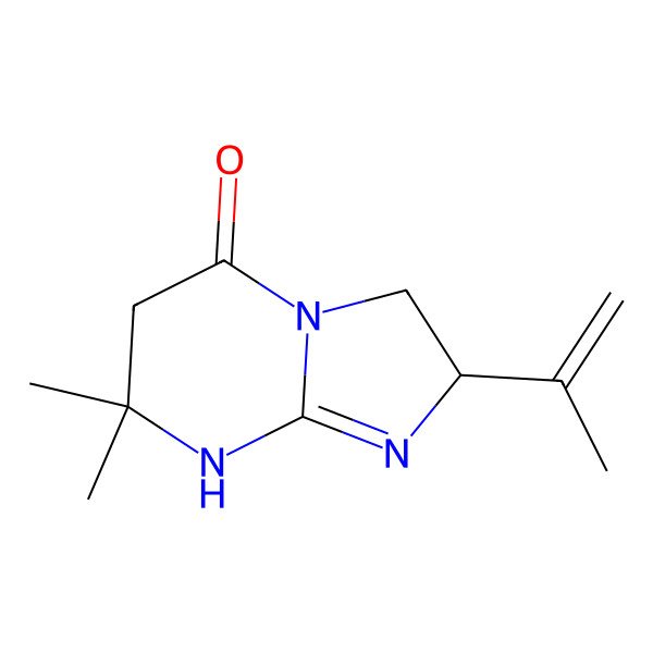 2D Structure of (2S)-7,7-dimethyl-2-prop-1-en-2-yl-2,3,6,8-tetrahydroimidazo[1,2-a]pyrimidin-5-one