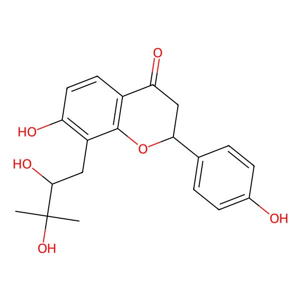 2D Structure of (2S)-8-[(2S)-2,3-dihydroxy-3-methylbutyl]-7-hydroxy-2-(4-hydroxyphenyl)-2,3-dihydrochromen-4-one