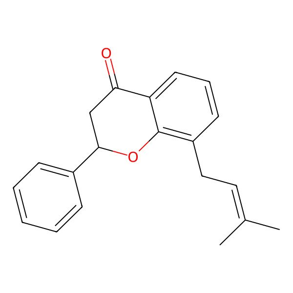 2D Structure of (2S)-8-(3-methylbut-2-enyl)-2-phenyl-2,3-dihydrochromen-4-one