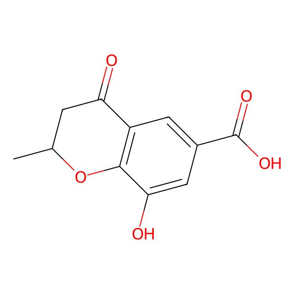 2D Structure of (2S)-8-hydroxy-2-methyl-4-oxo-2,3-dihydrochromene-6-carboxylic acid