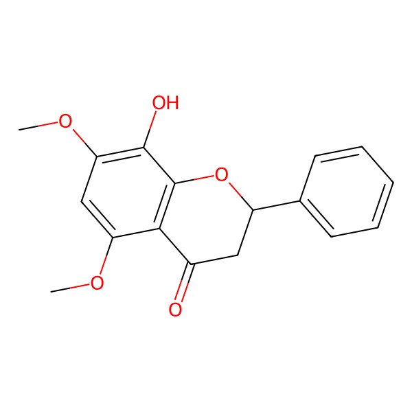 2D Structure of (2S)-8-hydroxy-5,7-dimethoxy-2-phenyl-2,3-dihydrochromen-4-one