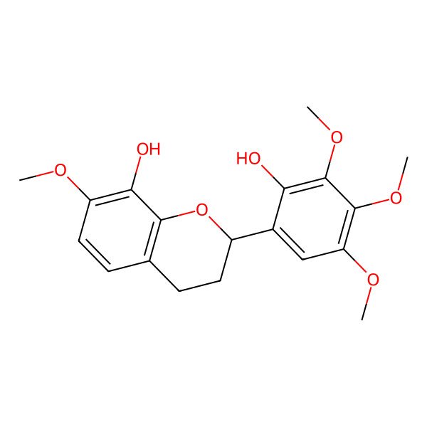 2D Structure of (2S)-8,2'-dihydroxy-7,3',4',5'-tetramethoxyflavan
