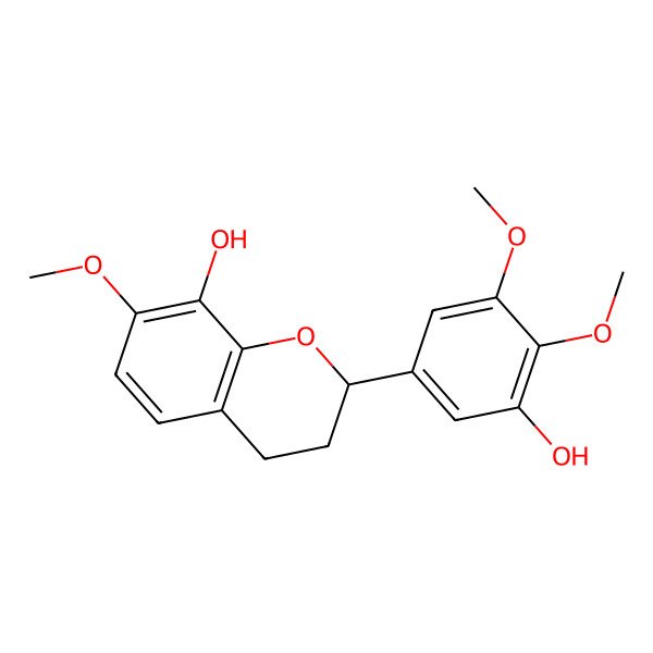 2D Structure of (2S)-8,5'-dihydroxy-7,3',4'-trimethoxyflavan