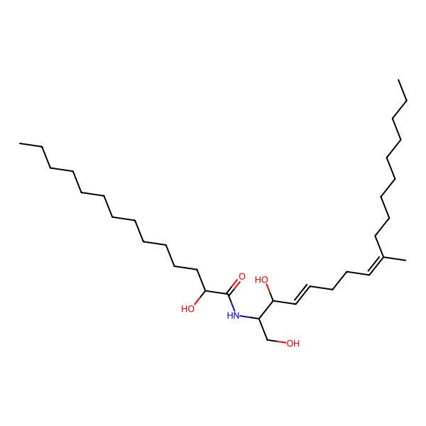 2D Structure of (2S,2'R,3R,4E,8E)-N-2'-hydroxytetradecanoyl-2-amino-9-methyl-4,8-octadecadiene-1,3-diol