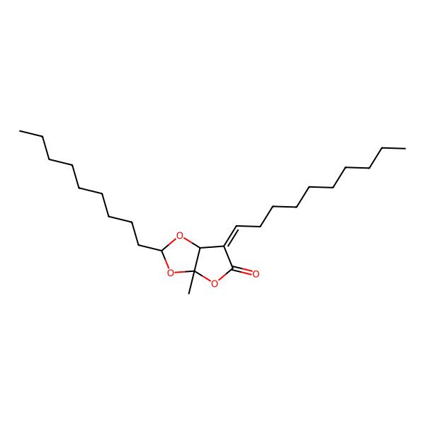 2D Structure of (2S,3aS,6E,6aR)-6-decylidene-3a-methyl-2-nonyl-6aH-furo[2,3-d][1,3]dioxol-5-one
