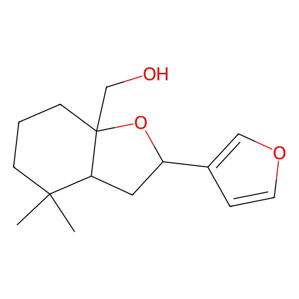 2D Structure of [(2S,3aS,7aR)-2-(furan-3-yl)-4,4-dimethyl-2,3,3a,5,6,7-hexahydro-1-benzofuran-7a-yl]methanol