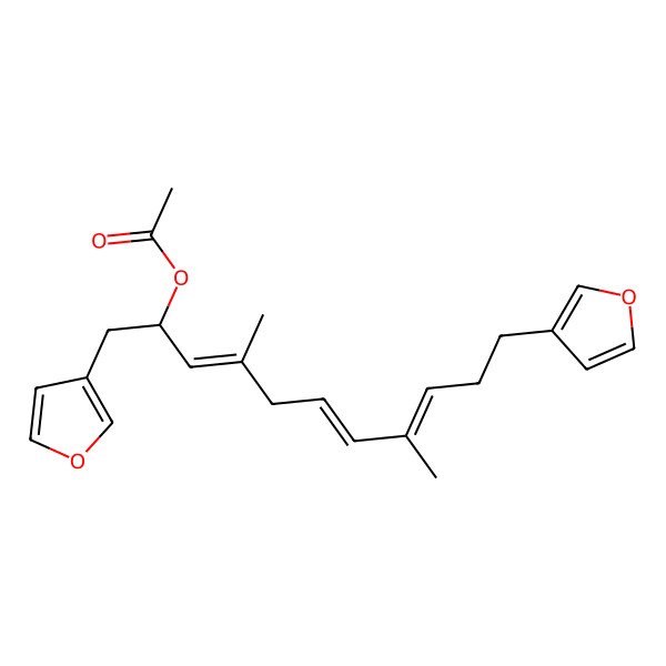 2D Structure of [(2S,3E,6E,8E)-1,11-bis(furan-3-yl)-4,8-dimethylundeca-3,6,8-trien-2-yl] acetate