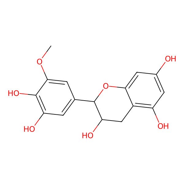 2D Structure of (2S,3R)-2-(3,4-dihydroxy-5-methoxyphenyl)-3,4-dihydro-2H-chromene-3,5,7-triol 2D Structure of (2S,3R)-2-(3,4-dihydroxy-5-methoxyphenyl)-3,4-dihydro-2H-chromene-3,5,7-triol