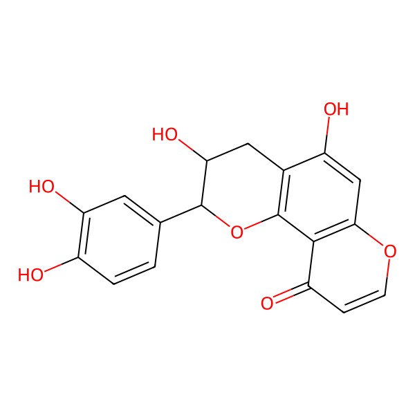 2D Structure of (2S,3R)-2-(3,4-dihydroxyphenyl)-3,5-dihydroxy-3,4-dihydro-2H-pyrano[2,3-f]chromen-10-one