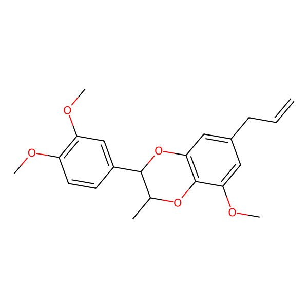 2D Structure of (2S,3R)-2-(3,4-dimethoxyphenyl)-5-methoxy-3-methyl-7-prop-2-enyl-2,3-dihydro-1,4-benzodioxine