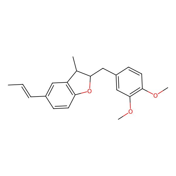 2D Structure of (2S,3R)-2-[(3,4-dimethoxyphenyl)methyl]-3-methyl-5-[(E)-prop-1-enyl]-2,3-dihydro-1-benzofuran