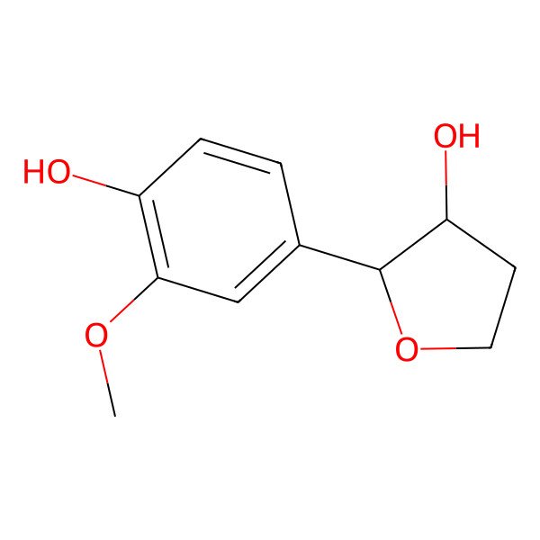 2D Structure of (2S,3R)-2-(4-hydroxy-3-methoxyphenyl)oxolan-3-ol
