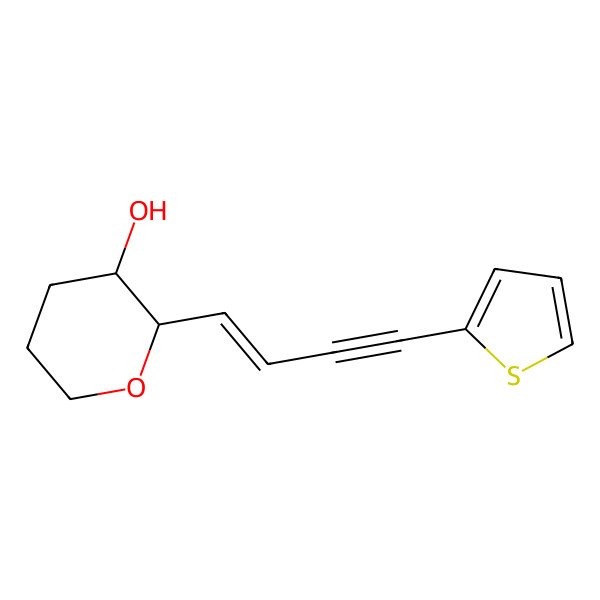 2D Structure of (2S,3R)-2-[(E)-4-thiophen-2-ylbut-1-en-3-ynyl]oxan-3-ol