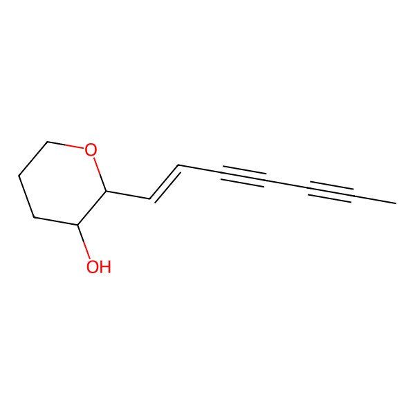 2D Structure of (2S,3R)-2-[(E)-hept-1-en-3,5-diynyl]oxan-3-ol