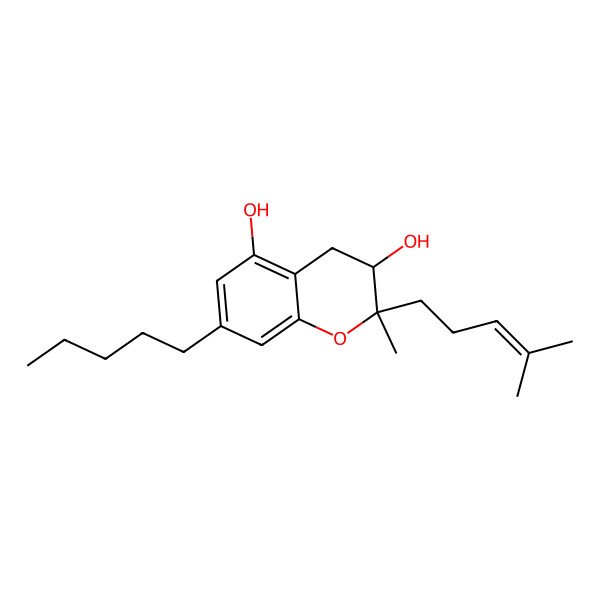 2D Structure of (2S,3R)-2-methyl-2-(4-methylpent-3-enyl)-7-pentyl-3,4-dihydrochromene-3,5-diol