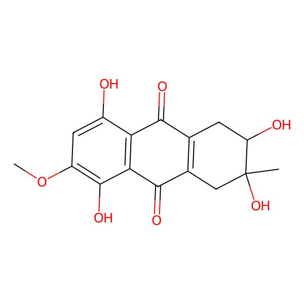 2D Structure of (2S,3R)-2,3,5,8-tetrahydroxy-6-methoxy-3-methyl-2,4-dihydro-1H-anthracene-9,10-dione