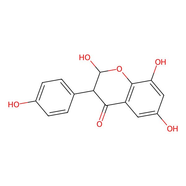 2D Structure of (2S,3R)-2,6,8-trihydroxy-3-(4-hydroxyphenyl)-2,3-dihydrochromen-4-one
