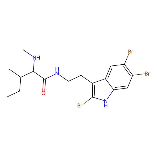 2D Structure of (2S,3R)-3-methyl-2-(methylamino)-N-[2-(2,5,6-tribromo-1H-indol-3-yl)ethyl]pentanamide