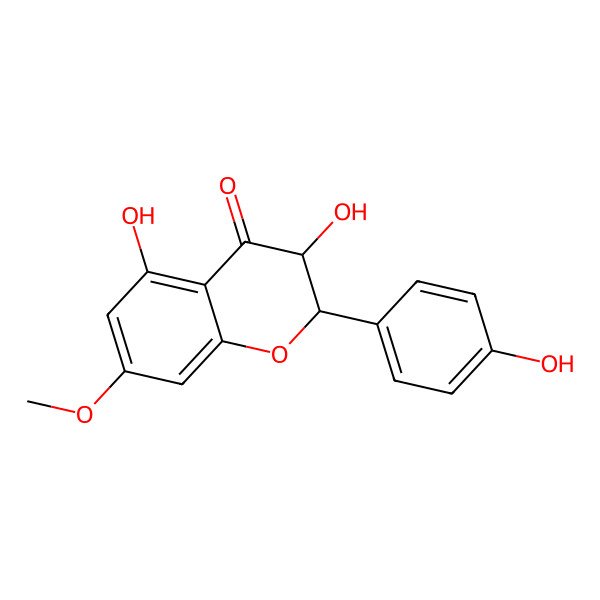2D Structure of (2S,3R)-3,5-dihydroxy-2-(4-hydroxyphenyl)-7-methoxy-2,3-dihydrochromen-4-one