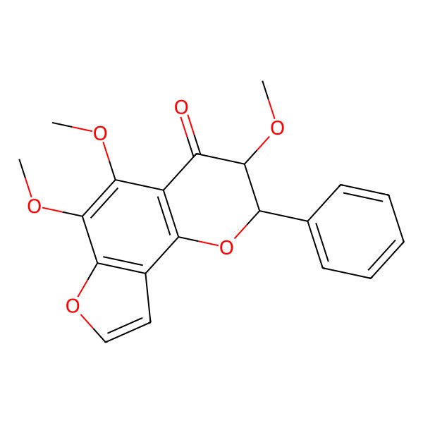 2D Structure of (2S,3R)-3,5,6-trimethoxy-2-phenyl-2,3-dihydrofuro[2,3-h]chromen-4-one