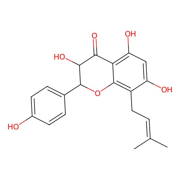 2D Structure of (2S,3R)-3,5,7-trihydroxy-2-(4-hydroxyphenyl)-8-(3-methylbut-2-enyl)-2,3-dihydrochromen-4-one