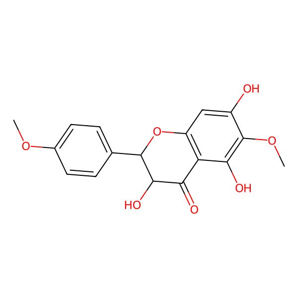 2D Structure of (2S,3R)-3,5,7-trihydroxy-6-methoxy-2-(4-methoxyphenyl)-2,3-dihydrochromen-4-one