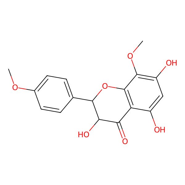 2D Structure of (2S,3R)-3,5,7-trihydroxy-8-methoxy-2-(4-methoxyphenyl)-2,3-dihydrochromen-4-one