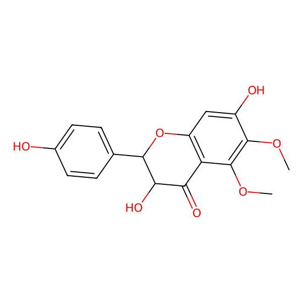 2D Structure of (2S,3R)-3,7-dihydroxy-2-(4-hydroxyphenyl)-5,6-dimethoxy-2,3-dihydrochromen-4-one