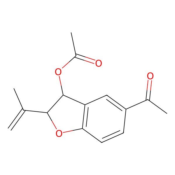 2D Structure of [(2S,3R)-5-acetyl-2-prop-1-en-2-yl-2,3-dihydro-1-benzofuran-3-yl] acetate