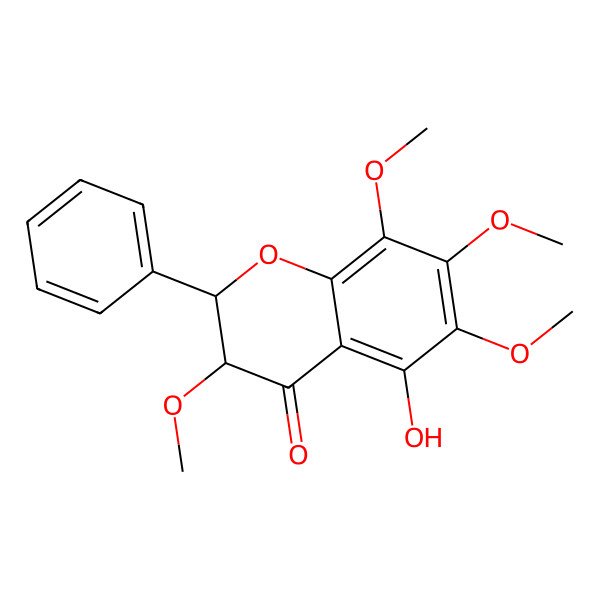 2D Structure of (2S,3R)-5-hydroxy-3,6,7,8-tetramethoxy-2-phenyl-2,3-dihydrochromen-4-one