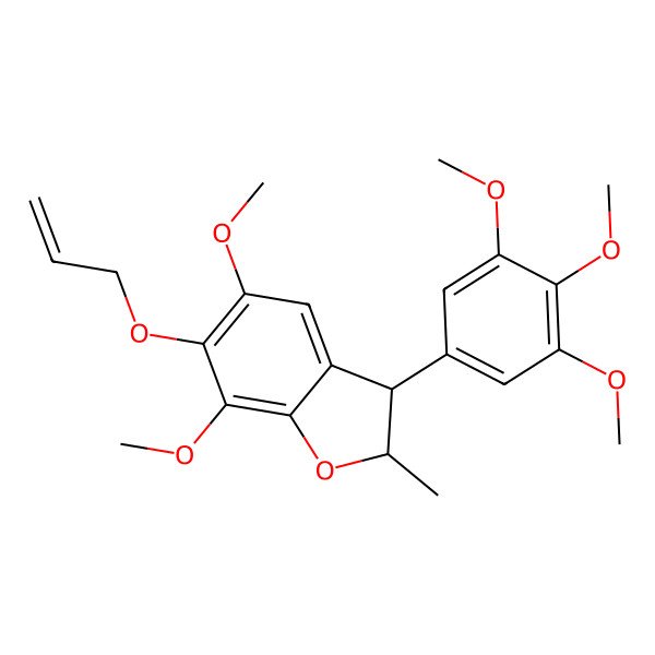 2D Structure of (2S,3R)-5,7-dimethoxy-2-methyl-6-prop-2-enoxy-3-(3,4,5-trimethoxyphenyl)-2,3-dihydro-1-benzofuran