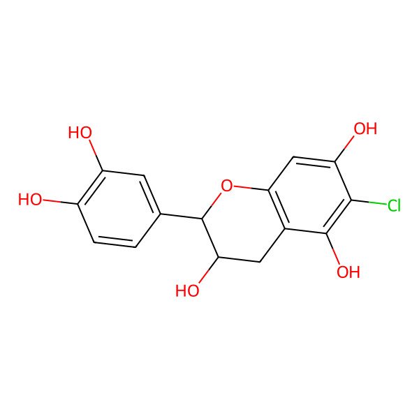2D Structure of (2S,3R)-6-chloro-2-(3,4-dihydroxyphenyl)-3,4-dihydro-2H-chromene-3,5,7-triol