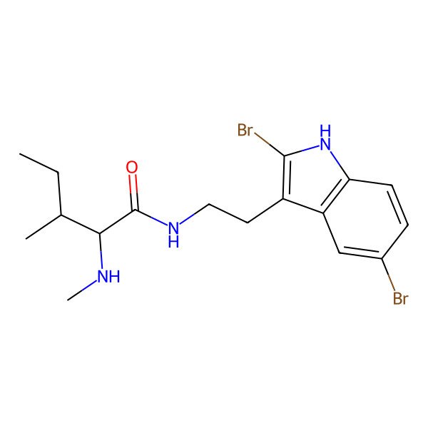 2D Structure of (2S,3R)-N-[2-(2,5-dibromo-1H-indol-3-yl)ethyl]-3-methyl-2-(methylamino)pentanamide