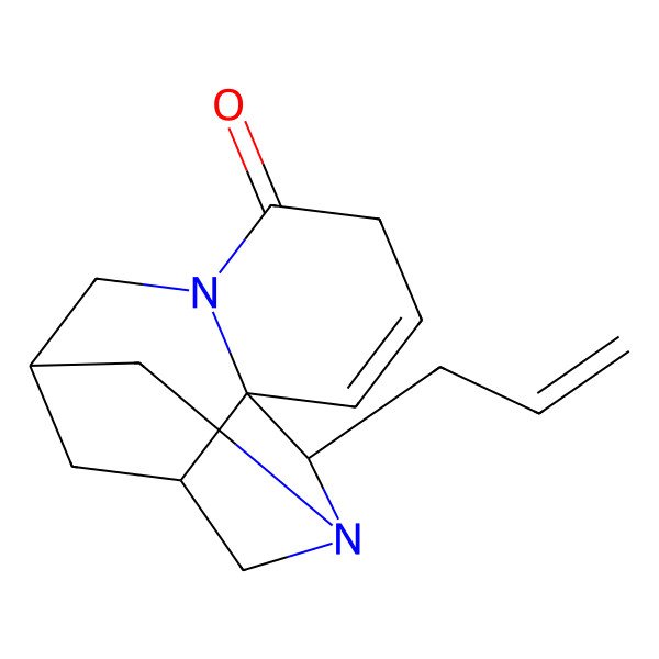 2D Structure of (2S,3R,10S,12R)-2-prop-2-enyl-1,8-diazatetracyclo[8.3.1.03,8.03,12]tetradec-4-en-7-one
