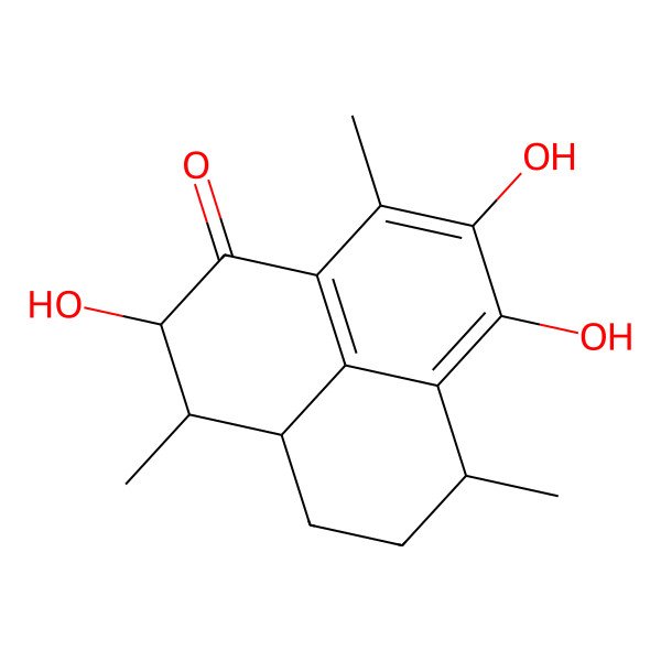 2D Structure of (2S,3R,3aR,6S)-2,7,8-trihydroxy-3,6,9-trimethyl-2,3,3a,4,5,6-hexahydrophenalen-1-one