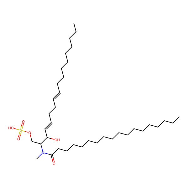 2D Structure of [(2S,3R,4E,8E)-3-hydroxy-2-[methyl(octadecanoyl)amino]octadeca-4,8-dienyl] hydrogen sulate